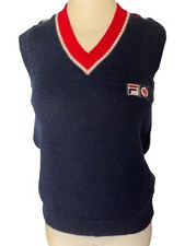 FILA BJ BJORN BORG Tennis Vest Sweater/pure virgin wool/Blue/80’s U.S.-M34/W8