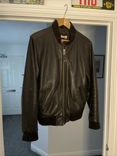 Schott Men’s Black Bomber Leather Jacket Size Medium