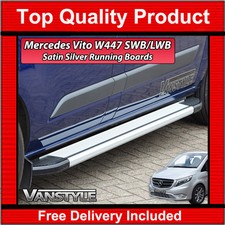 FITS MERCEDES VITO W447 14+ COMPACT & LONG SILVER SIDE STEPS RUNNING BOARD BARS