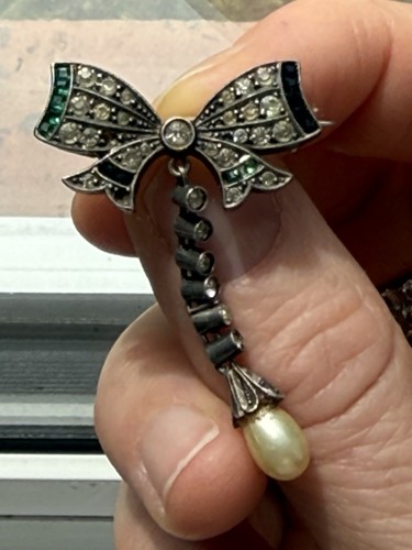 Vintage 935 silver bow - vintage, brooch