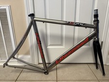 Litespeed Tuscany, Titanium Road Bike M/L Carbon Fork Red Silver Frameset
