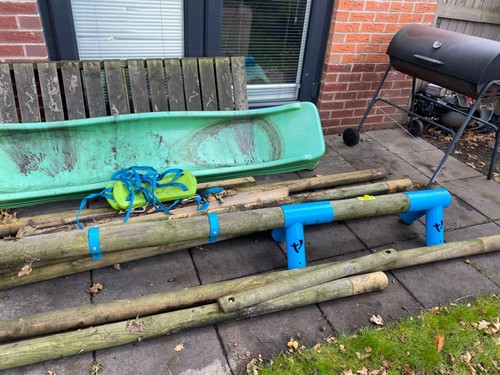Double wooden swing and - double,