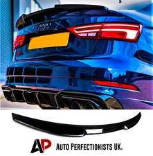 Audi A3 S3 RS3 8V Saloon Gloss Black M4 Style Rear Boot Spoiler Lip Wing 2013-20