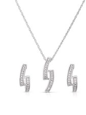 RRP £179.  H. Samuel 925 Sterling Silver Diamond Earrings & Pendant Gift Set. 
