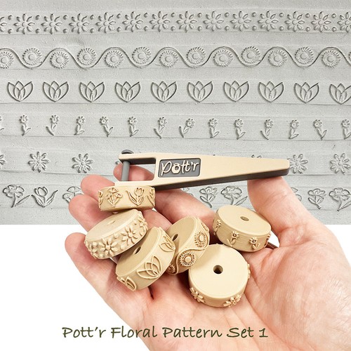 Floral pattern clay roller set - pattern,