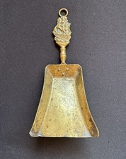 Antique Colonial Solid Brass Ladle Ornate Brass Coal Shovel