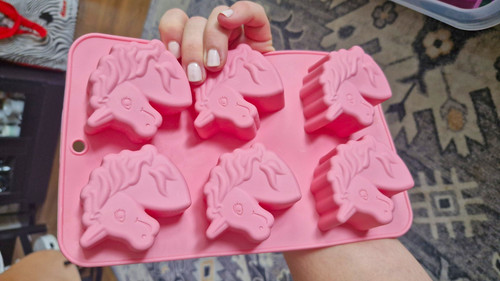 Pink silicone unicorn - silicone,