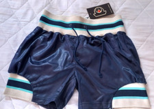 PSYCHO COWBOY RETRO STYLE SHINY BLUE HIGH WAIST SHORTS ( M ) 28" WAIST  BNWT