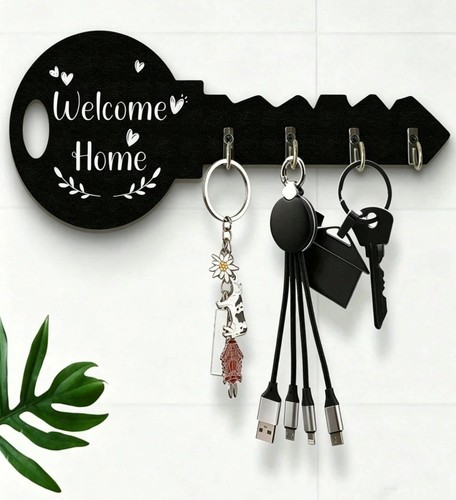 Wooden key holder wall mount - key, 4