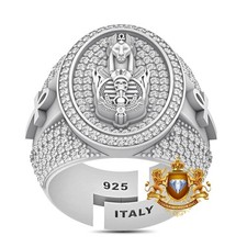 Genuine VVS1/D 3.10 Ctw. Moissanite Egyptian Anubis Ankh Cross Pharaoh Ring Band