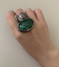 Yves Saint Laurent Green Stone Arty Ring Size 5