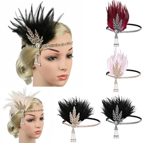 1920s feather headband bridal - 1920s,