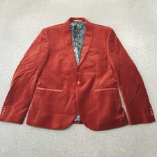 Next Mens Jacket 42S Red Velvet Tuxedo Smoking Blazer Lapels Skinny Fit