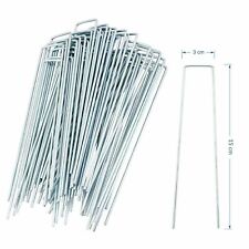 50 PACK GALVANISED U PINS GROUND GARDEN MEMBRANE FABRIC HOOKS PEGS STAPLES UK