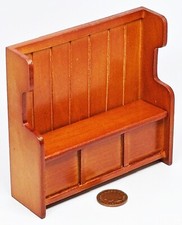 Dolls House Settle Pew Oak 1:12 Scale Miniature Wood Pub Church 476 tumdee