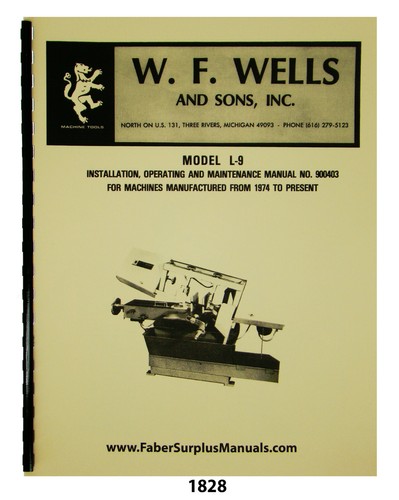 Wells horizontal bandsaw - w.f.,