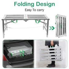 Folding Hop Up Work Platform Step Up Bench Plasterers Ladder Stool 300mmX1200mm