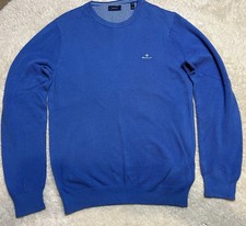 GANT Blue Cotton Piqué Crew Neck  Men’s Sweater/ Jumper Pullover  Size M - VGC