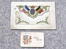 Original WW1 Silk Embroidered Patriotic Sweetheart Greetings Postcard Wth Insert