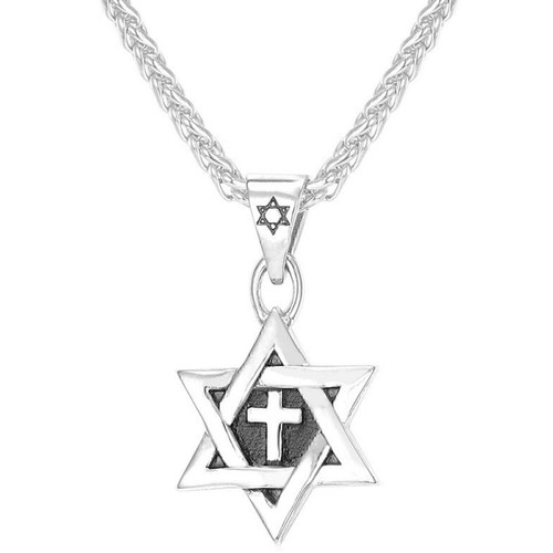 Star david cross pendant - star, &