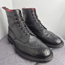 Trickers 'Stow' Black Leather Brogue Boots  Commando Sole UK 10 Kent & Curwen