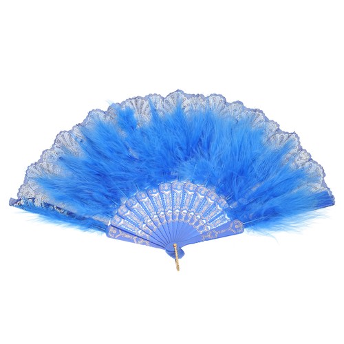 Feather hand fan dark blue - fan,