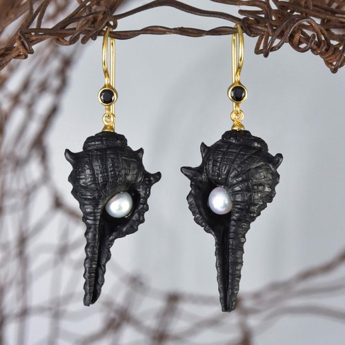 Sea snail murex earrings - snail,