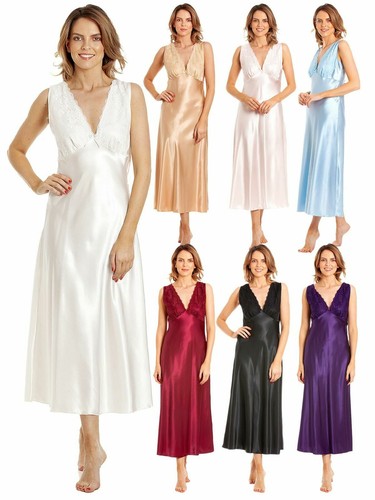 Ladies long satin nightdress - long,