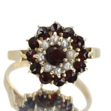 Gold Garnet Pearl Ring Yellow