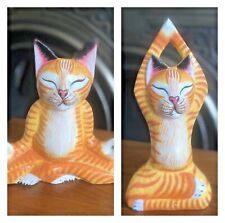 Wooden Cat Sculpture Ornament