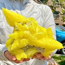 3.99LB  Rare yellow sulfur crystal quartz crystal mineral specimen