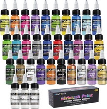 30 Color Airbrush Paint Set with 3 Thinners Water-Based Acrylic Paint 20ml
