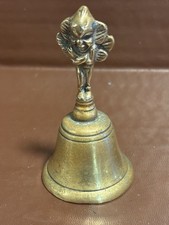 Vintage Cast Brass Bell with Elf Handle - Tabletop Ringing Bell