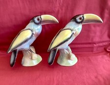 VINTAGE JEMA - HOLLAND PAIR OF TOUCAN FIGURINES LUSTRE GLAZE NO 194 MID CENTURY