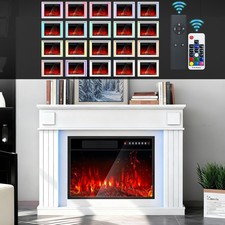 Electric Fireplace Flame Effect Heater, Timer&20 Color LED Light Remote Control