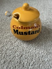 Colman’s Mustard Vintage Condiment Pot Jar With Lid And Glass Spoon