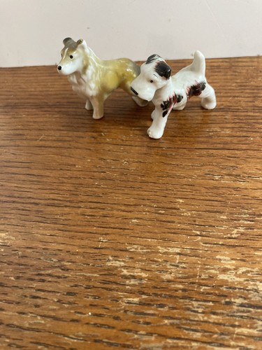 Pair vintage porcelain dogs - vintage,