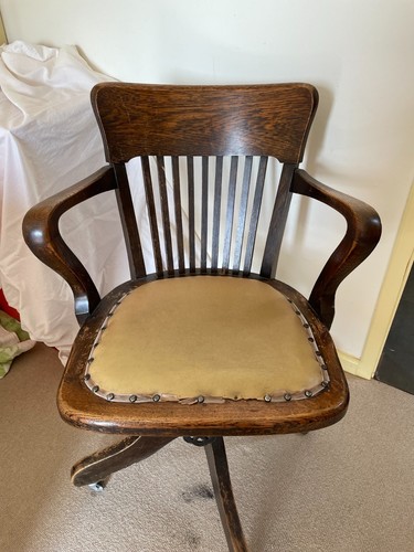 Antique edwardian oak swivel - oak, +