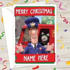 POSTMAN PAT Personalised CHRISTMAS Card - post jess cat royal mail xmas