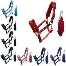 Horse Masters Equestrian Strong Quality Padded Fleece Adjustable Headcollar lead