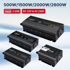 500W 1500W 2000W 2600W Car Power Inverter 12V to 240V Converter With 2USB Black