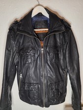 Superdry Brad Hero Leather Jacket Black Size Medium