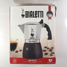 BIALETTI BRIKKA 4 Cup Coffee Percolator Stovetop Crema Brand New Aluminium