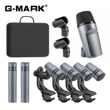 E608 7-Piece Drum Mic Kit Wired Dynamic Microphone Set for Kick Snare Tom Cymbal