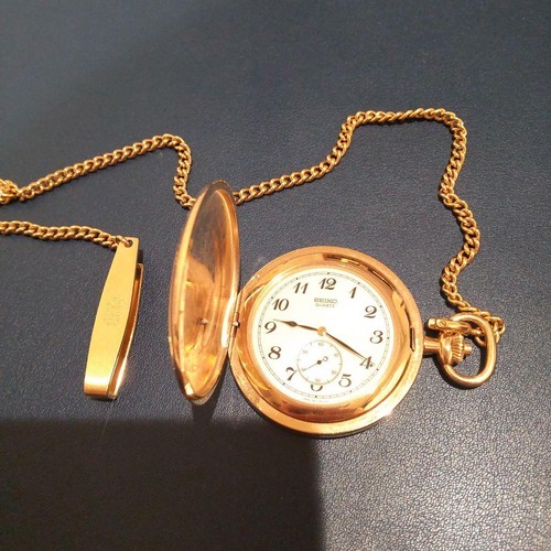 Seiko pocket watch gold - seiko, watch,