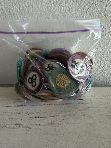 Mixed roulette chips - , vintage