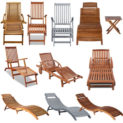 Wooden folding sun lounger - wooden,