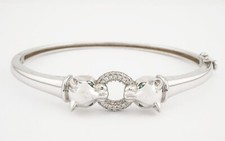Fully Hallmarked Silver QVC Tova Diamonique Pave Double Headed Panther Bangle
