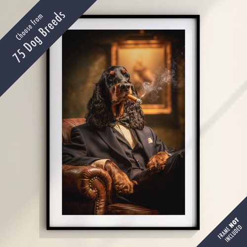 Funny dog smoking cigar print - funny,