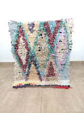 Vintage Moroccan Rug 3x3 Handmade Berber Colorful Boucherouite Geometric Carpet